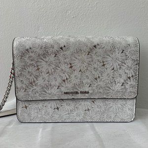 Michael Kors Silver and White Crossbody